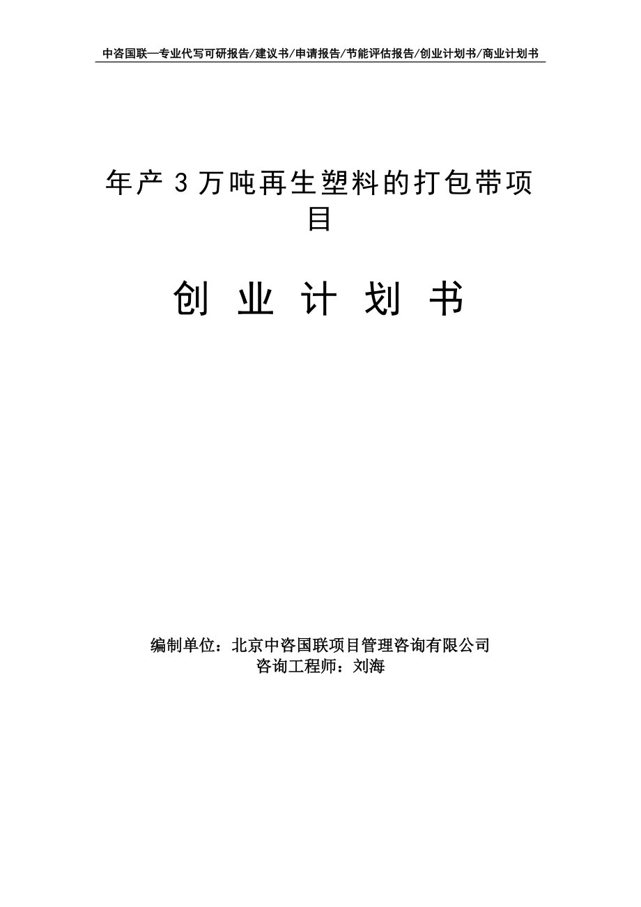 年产3万吨再生塑料的打包带项目创业计划书写作模板_第1页