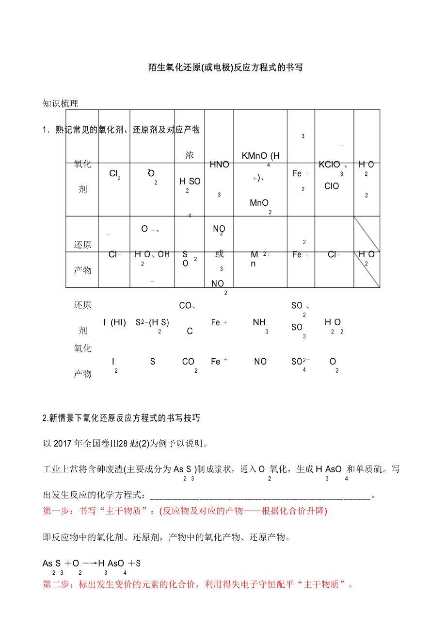 【知识梳理】陌生氧化还原(或电极)反应方程式的书写_第1页
