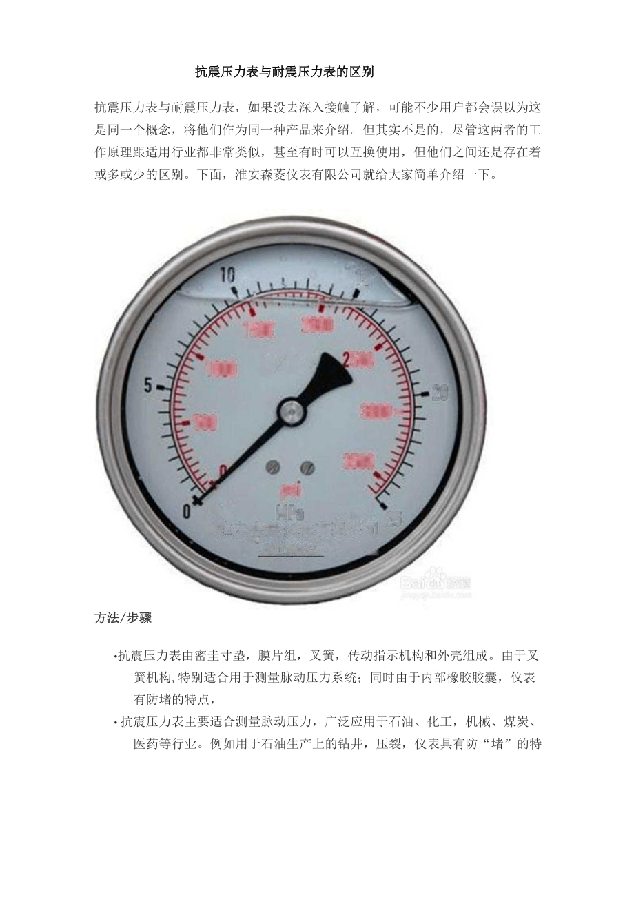 抗震压力表与耐震压力表的区别_第1页