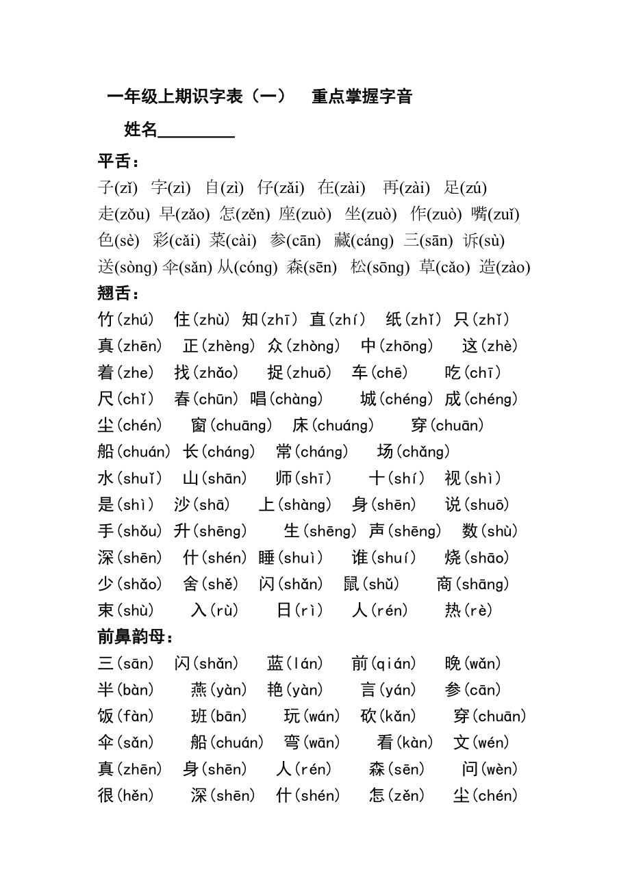 前后鼻音韵母生字汇总改版_第1页