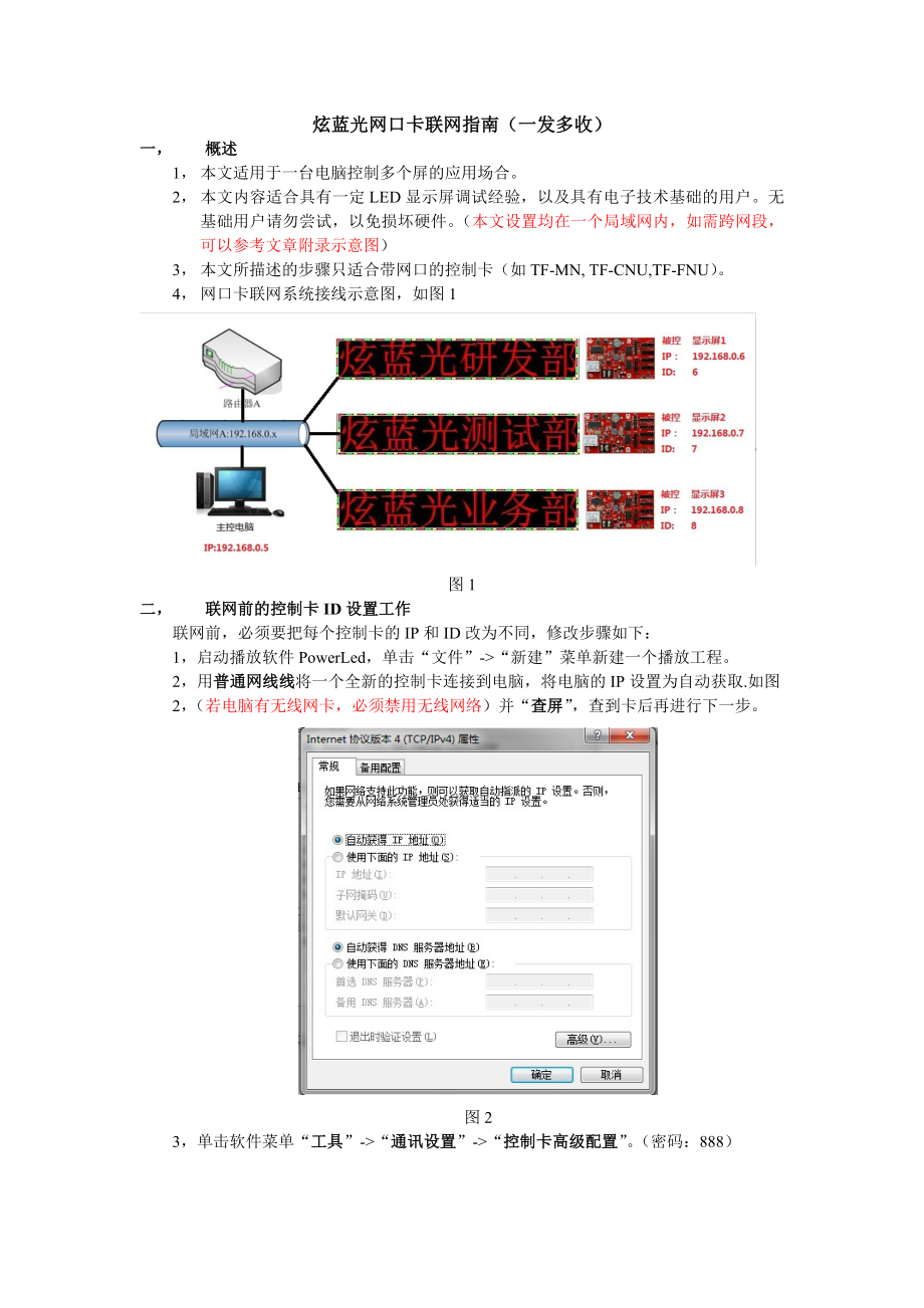 炫蓝光网口卡联网指南(一发多收模式)_第1页
