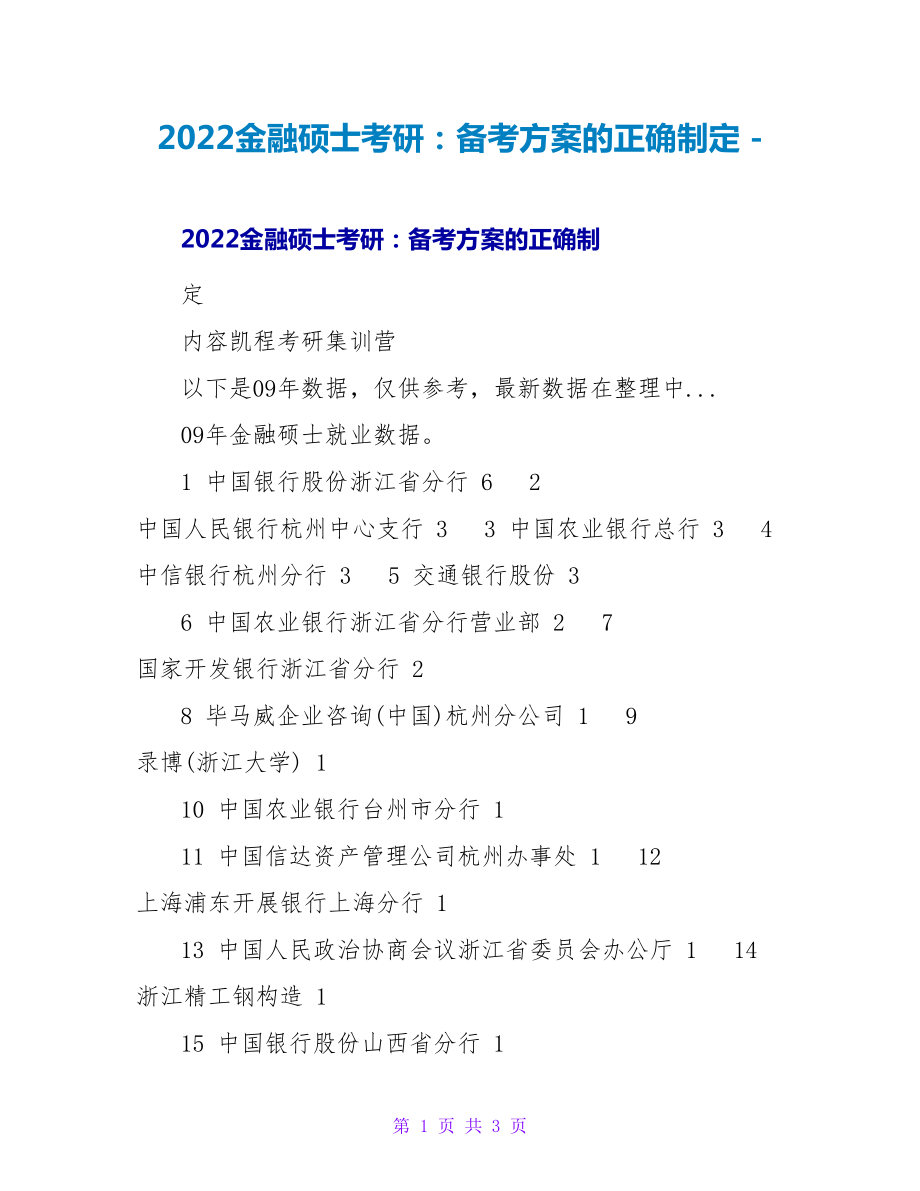2022金融硕士考研：备考计划的正确制定_第1页