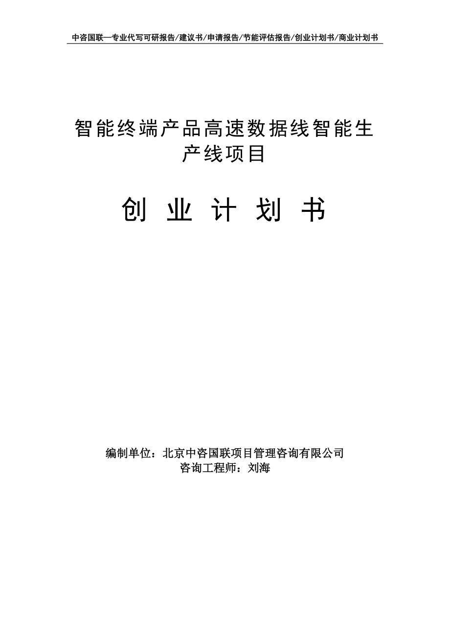 智能终端产品高速数据线智能生产线项目创业计划书写作模板_第1页
