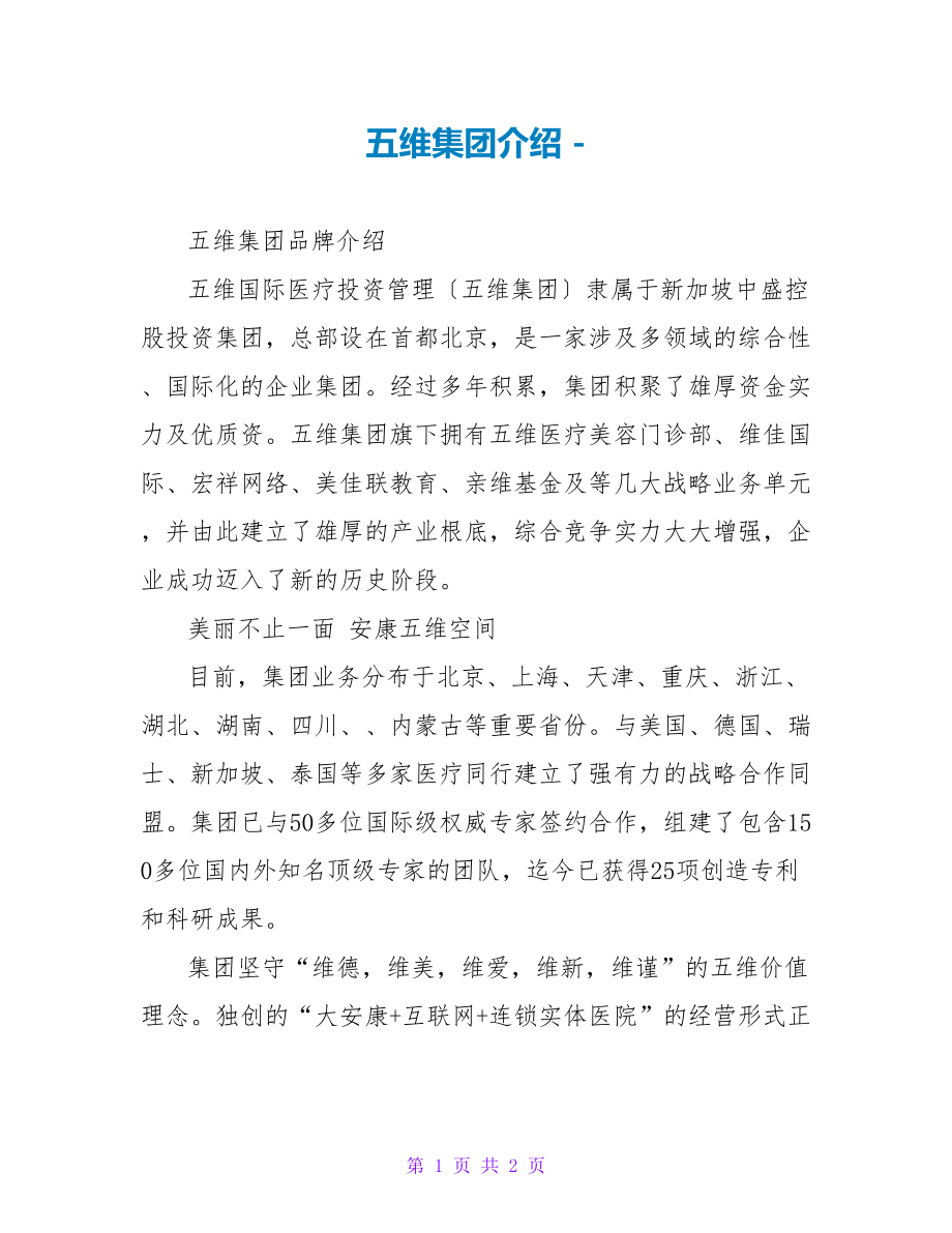 五维集团介绍_第1页