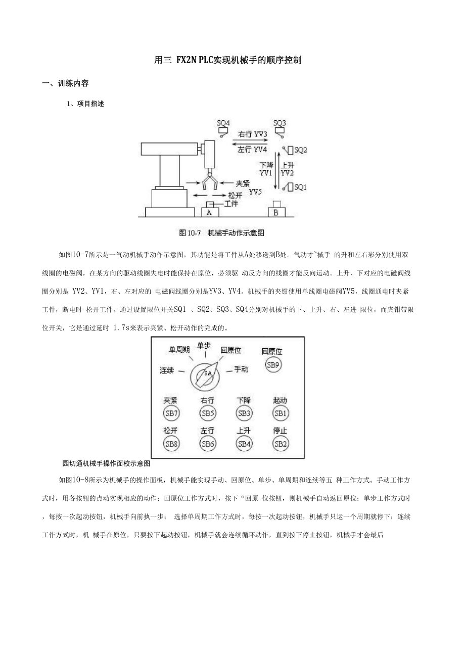 用三菱FX2NPLC实现机械手的顺序控制_第1页