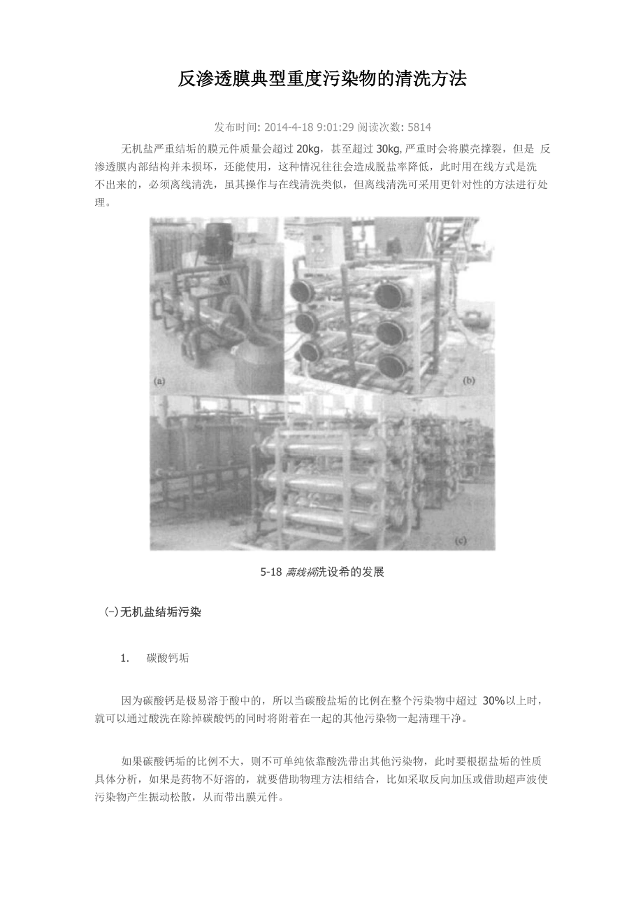 反渗透膜典型重度污染物的清洗方法_第1页