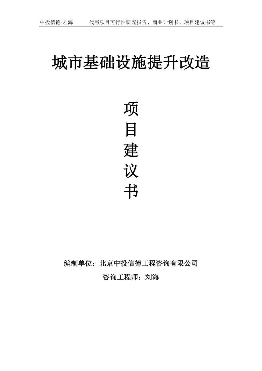 城市基础设施提升改造项目建议书-写作模板_第1页