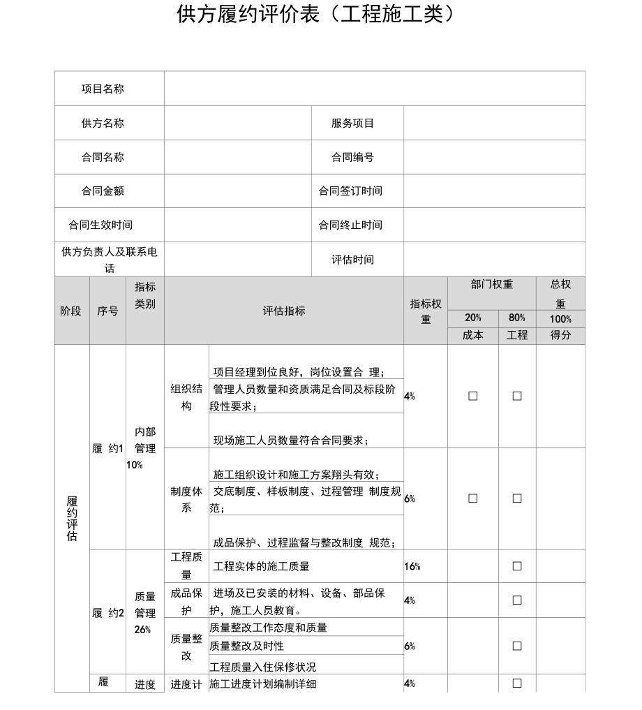 供应商供方履约评价表_第1页