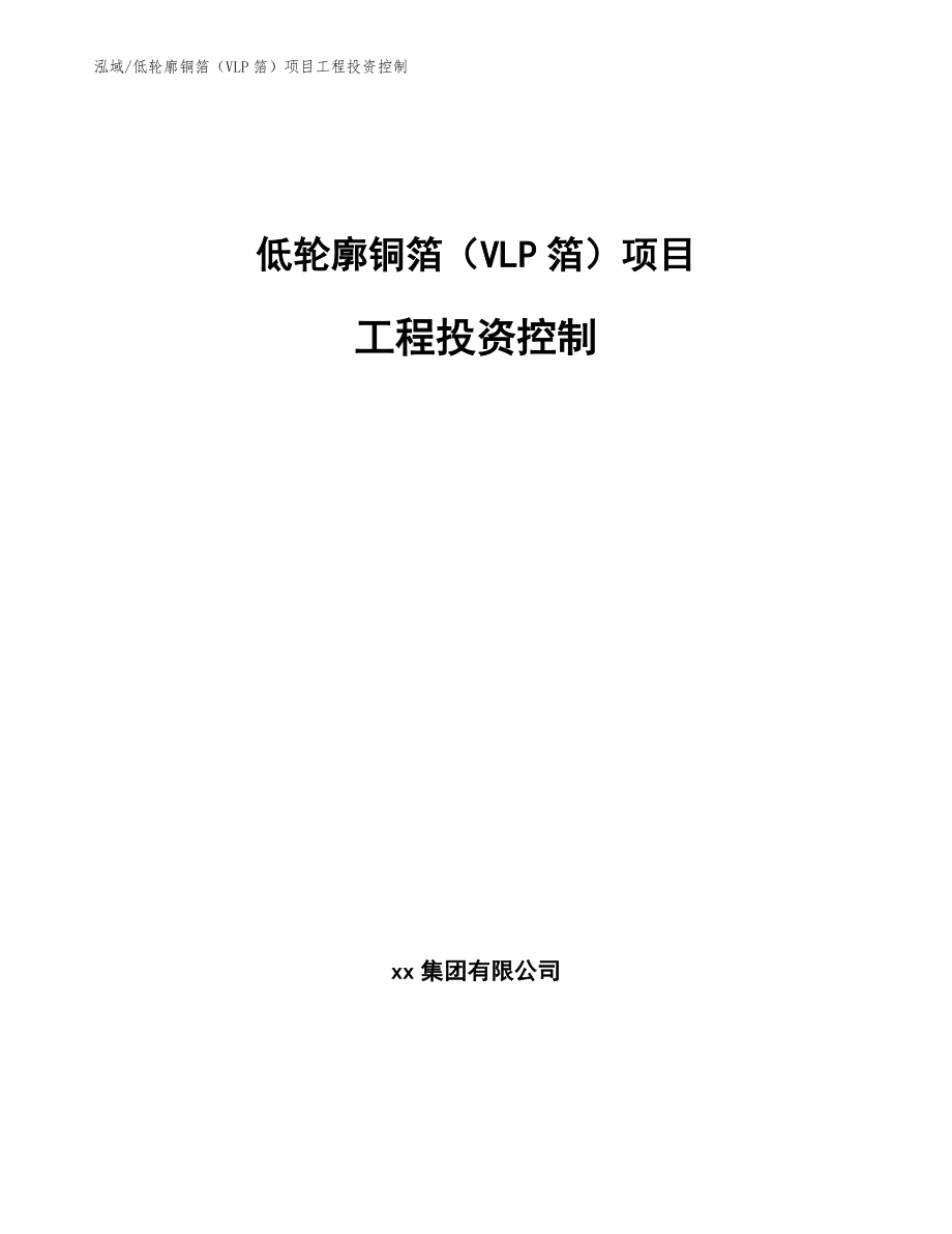 低轮廓铜箔（VLP箔）项目工程投资控制_第1页
