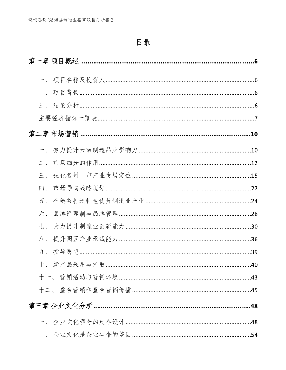 勐海县制造业招商项目分析报告范文参考_第1页