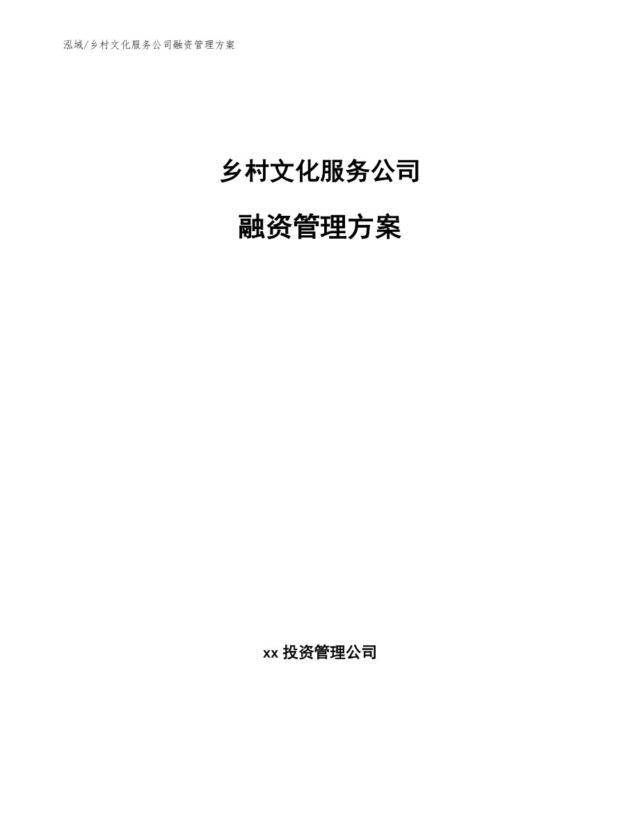 乡村文化服务公司融资管理方案【参考】_第1页