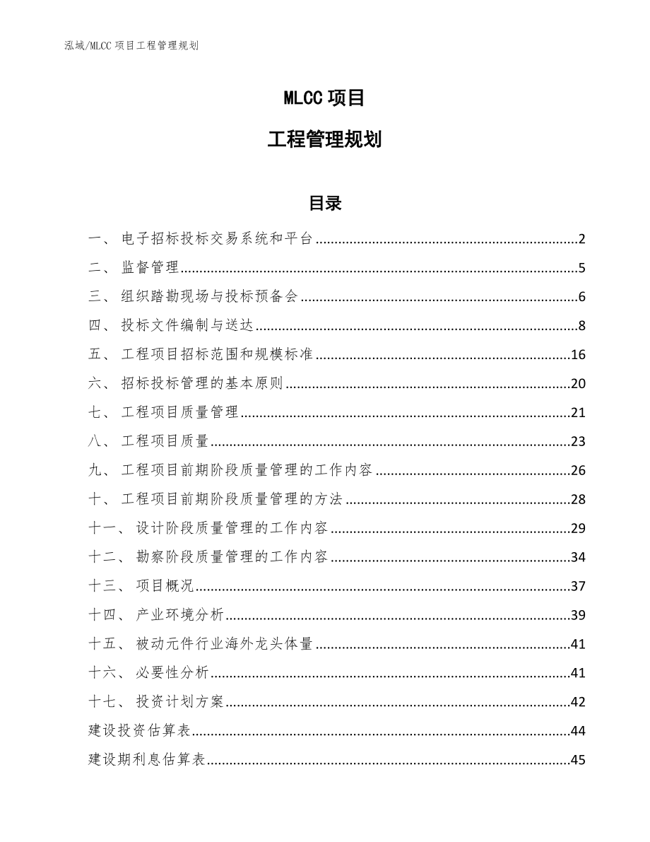 MLCC项目工程管理规划_第1页