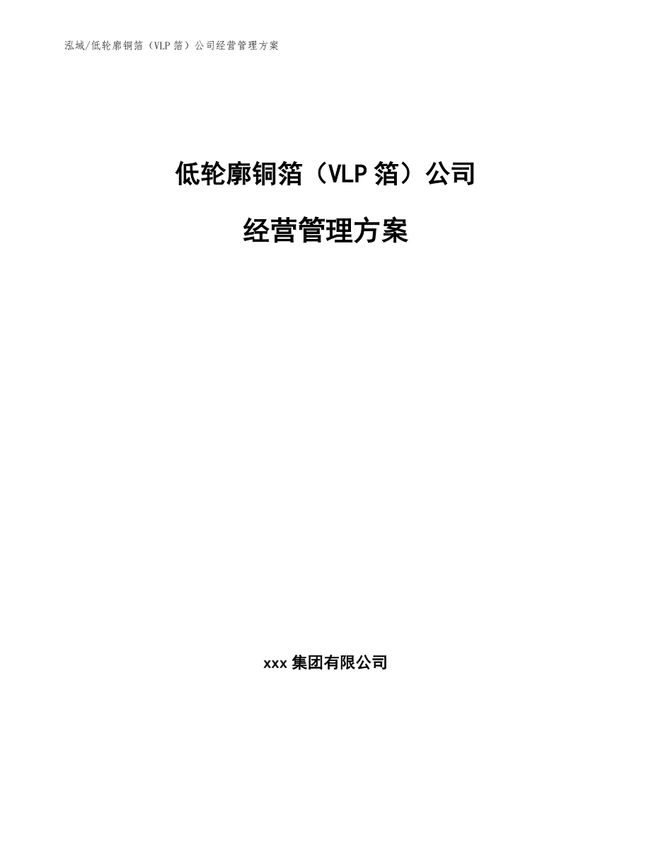 低轮廓铜箔（VLP箔）公司经营管理方案_参考_第1页