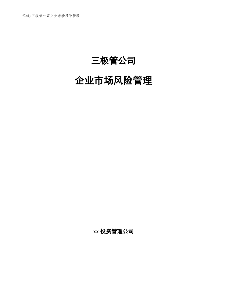 三极管公司企业市场风险管理（范文）_第1页