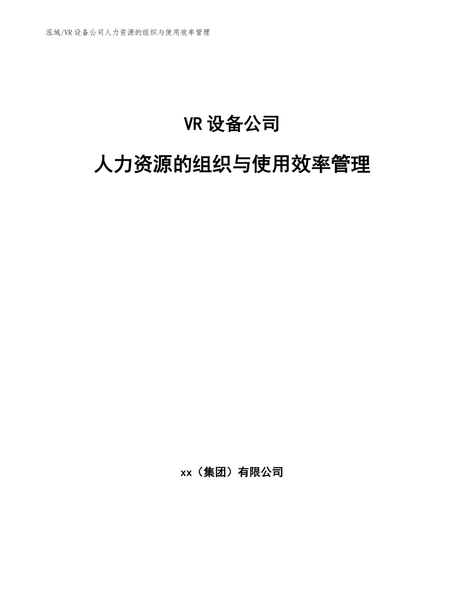 VR设备公司人力资源的组织与使用效率管理【参考】_第1页