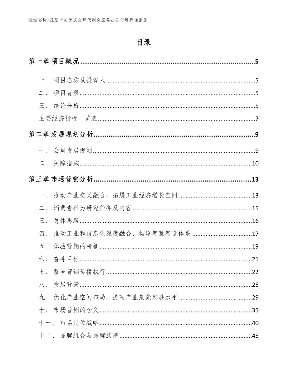 凯里市关于成立现代制造服务业公司可行性报告（范文模板）_第1页