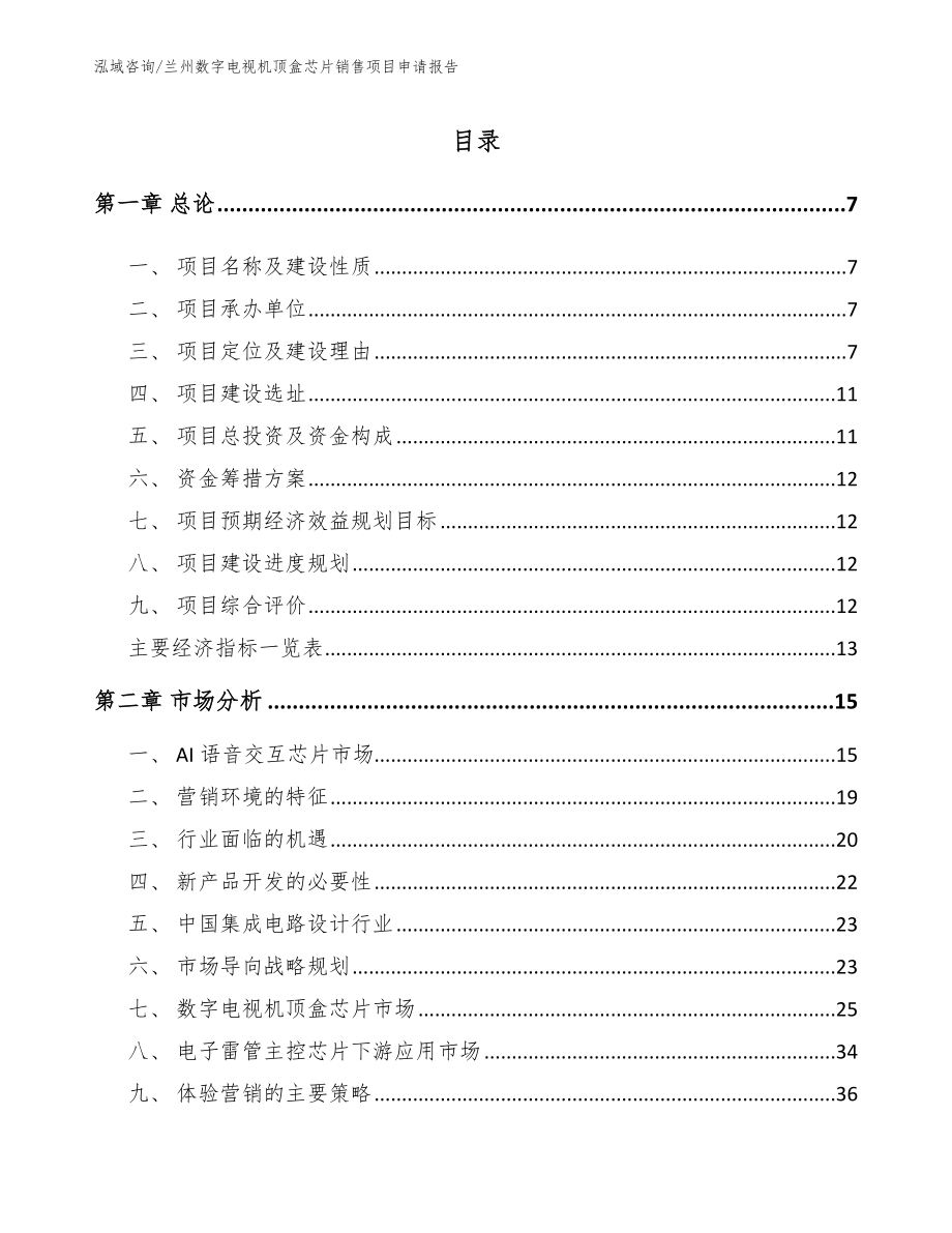 兰州数字电视机顶盒芯片销售项目申请报告_范文参考_第1页