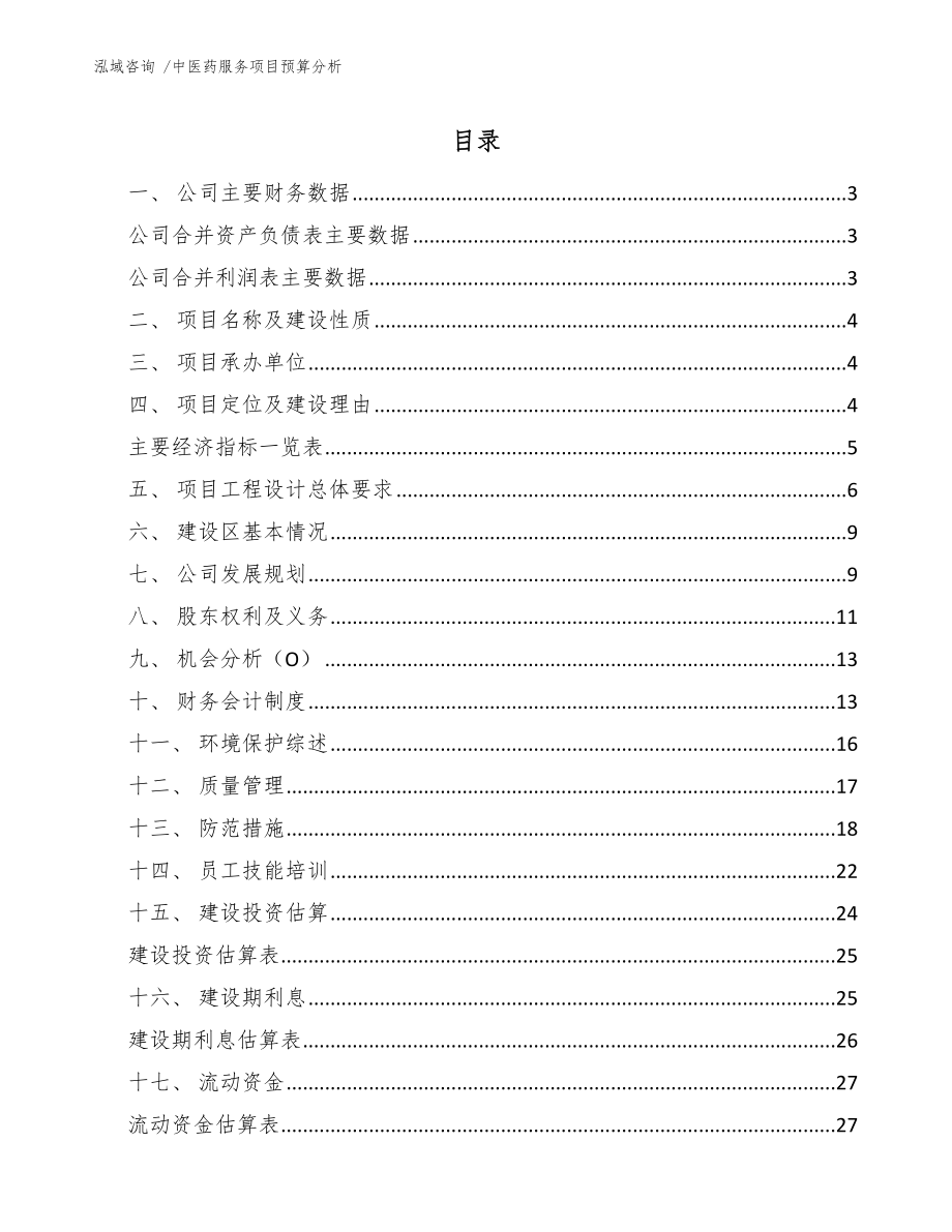 中医药服务项目预算分析-模板_第1页
