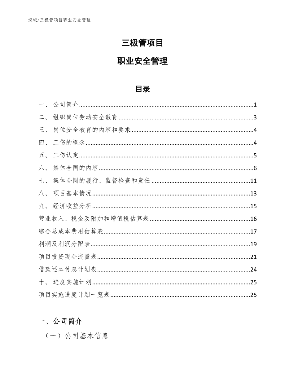 三极管项目职业安全管理（参考）_第1页