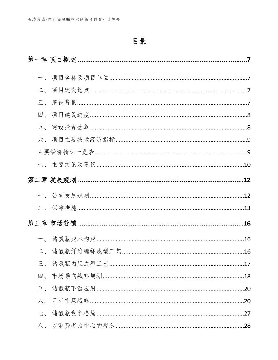 内江储氢瓶技术创新项目商业计划书参考范文_第1页