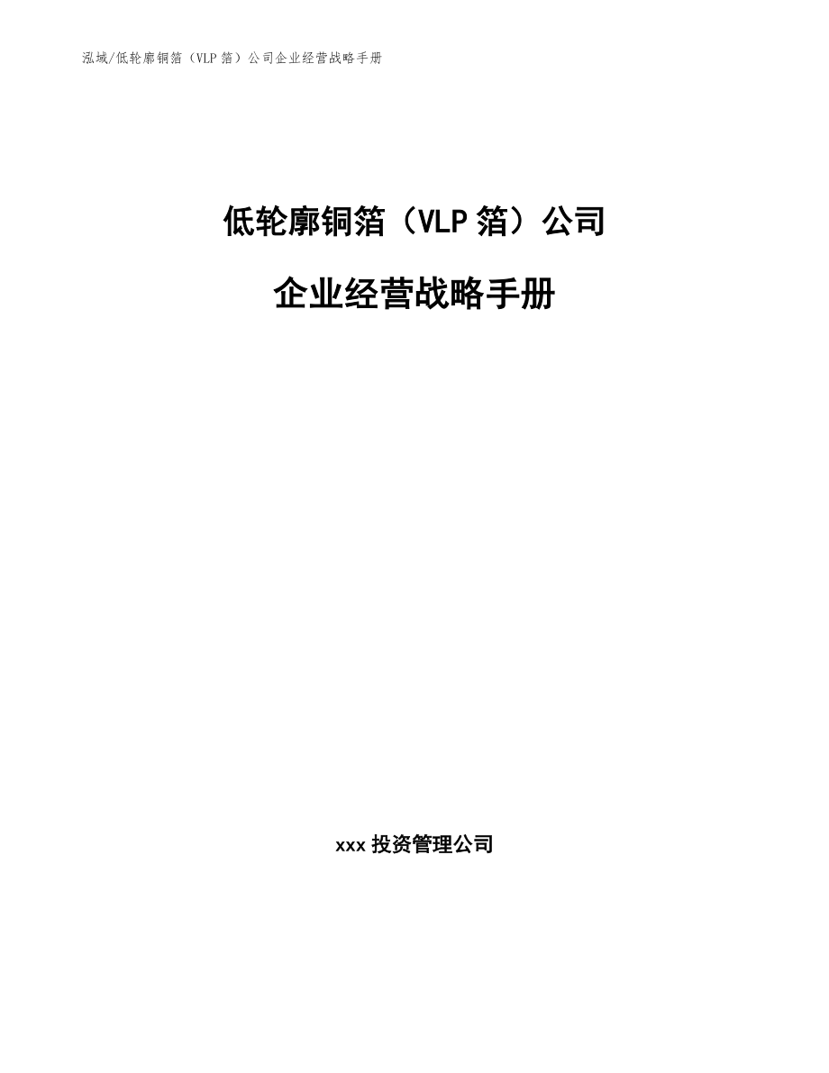 低轮廓铜箔（VLP箔）公司企业经营战略手册_第1页