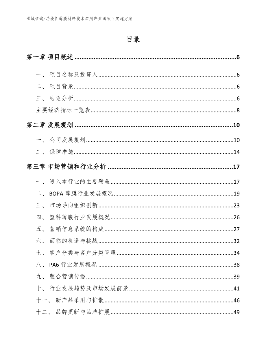 功能性薄膜材料技术应用产业园项目实施方案_第1页