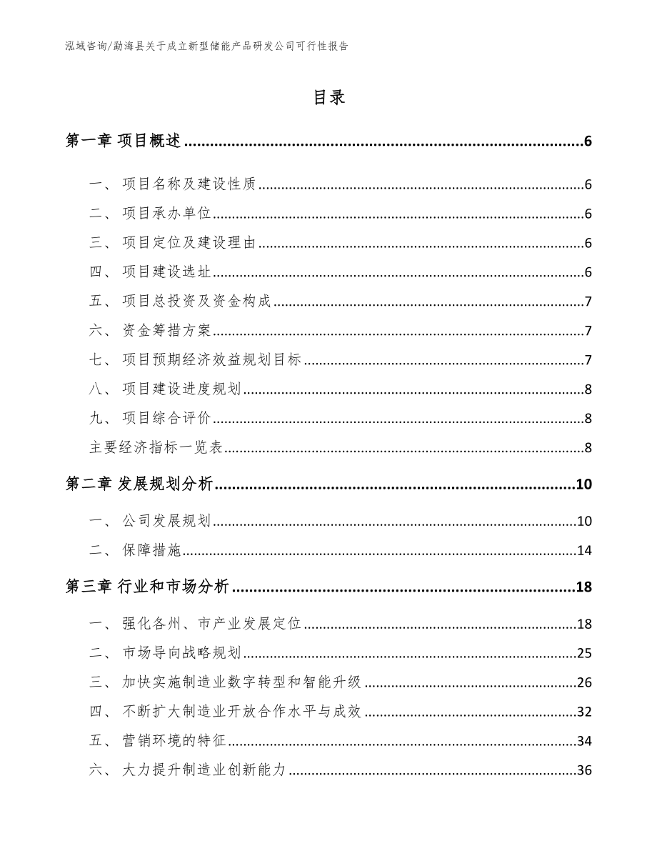 勐海县关于成立新型储能产品研发公司可行性报告_模板范文_第1页