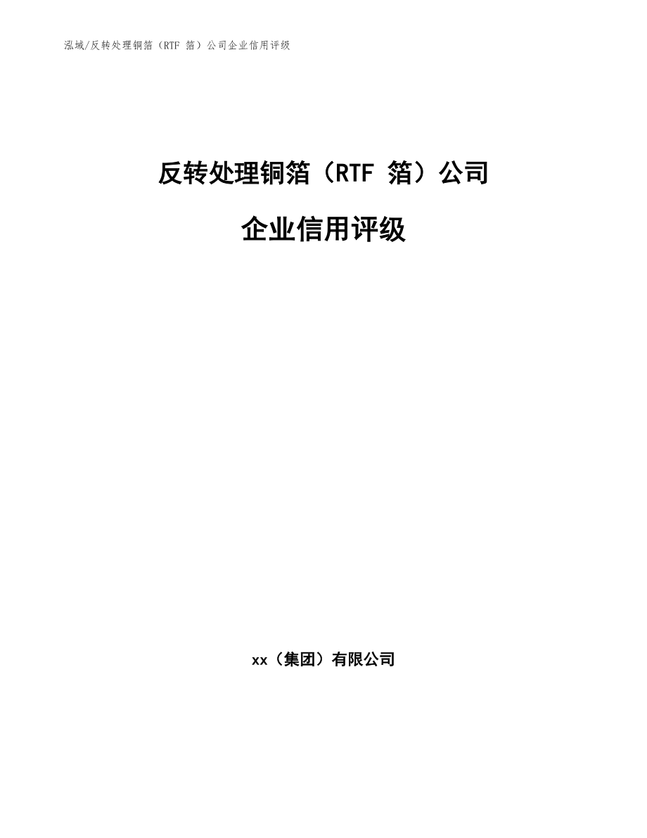 反转处理铜箔（RTF 箔）公司企业信用评级_第1页