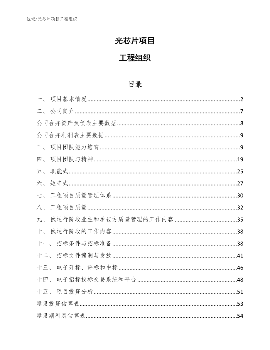 光芯片项目工程组织_范文_第1页