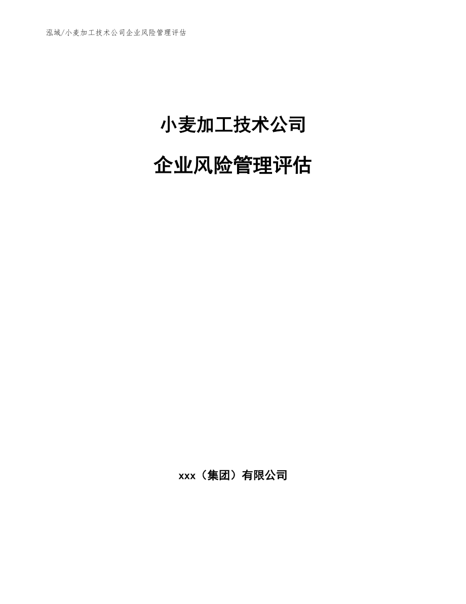 小麦加工技术公司企业风险管理评估【范文】_第1页