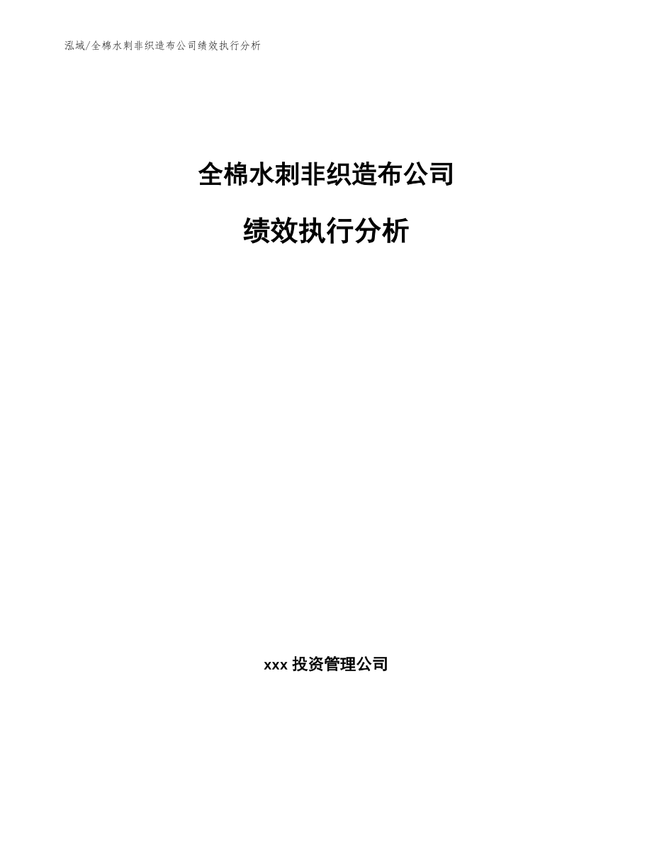 全棉水刺非织造布公司绩效执行分析_范文_第1页