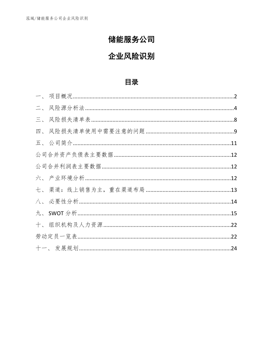 储能服务公司企业风险识别（参考）_第1页