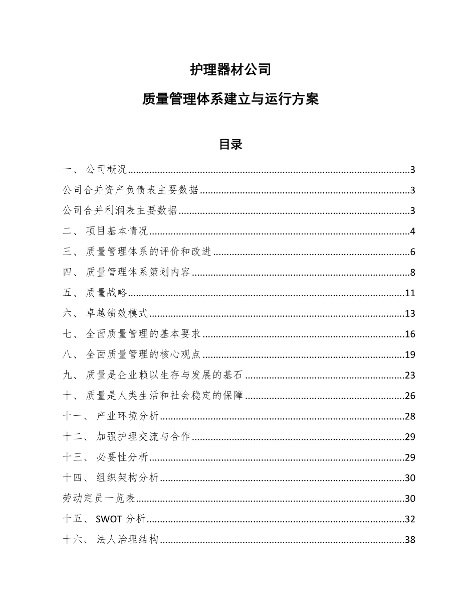 护理器材公司质量管理体系建立与运行方案【范文】_第1页