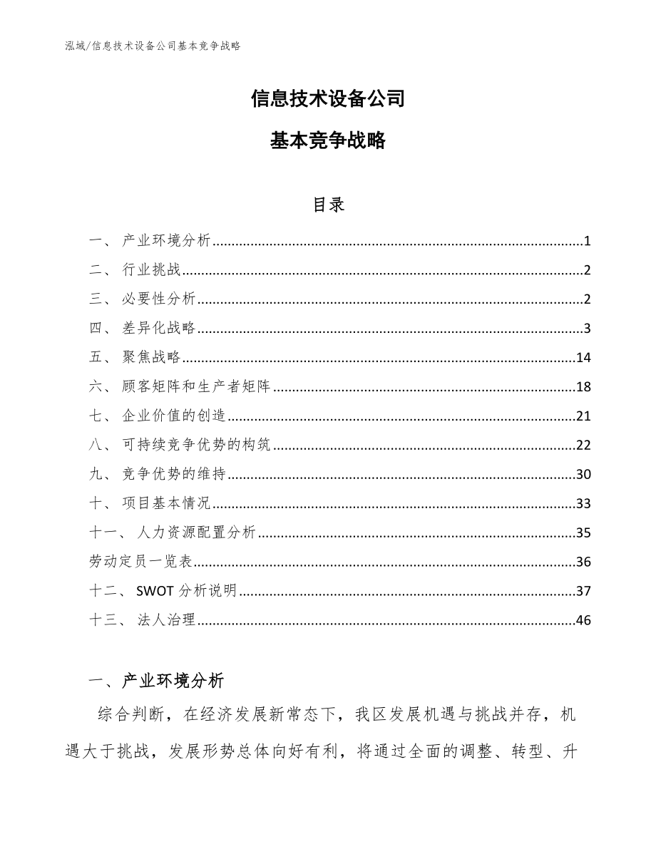 信息技术设备公司基本竞争战略（范文）_第1页