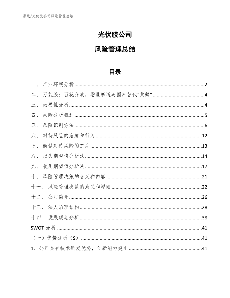 光伏胶公司风险管理总结_第1页