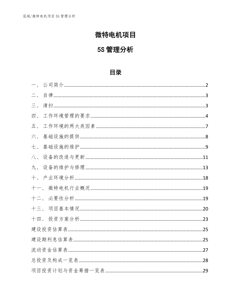 微特电机项目5S管理分析（范文）_第1页