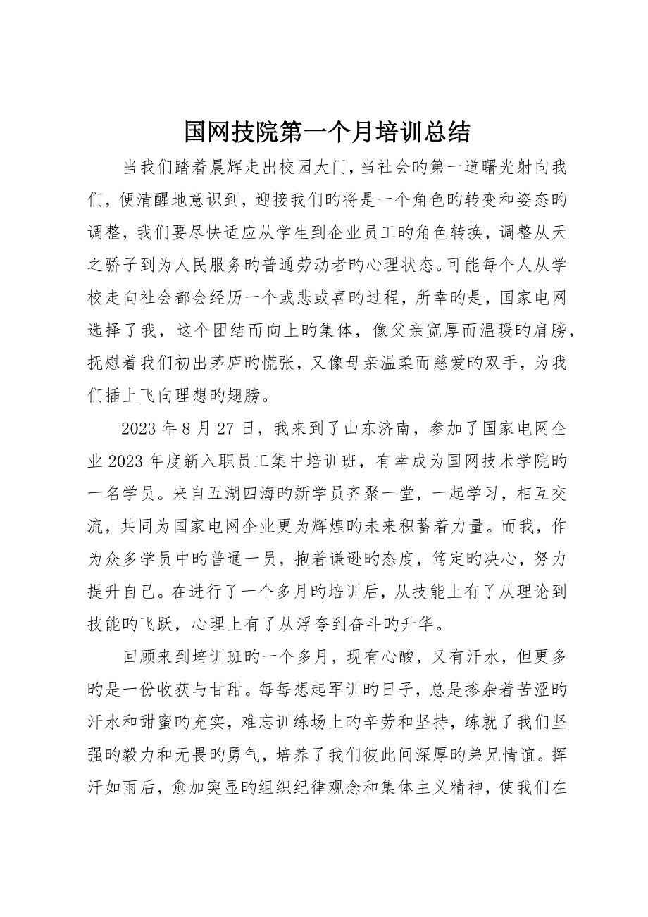 国网技院第一个月培训总结_第1页