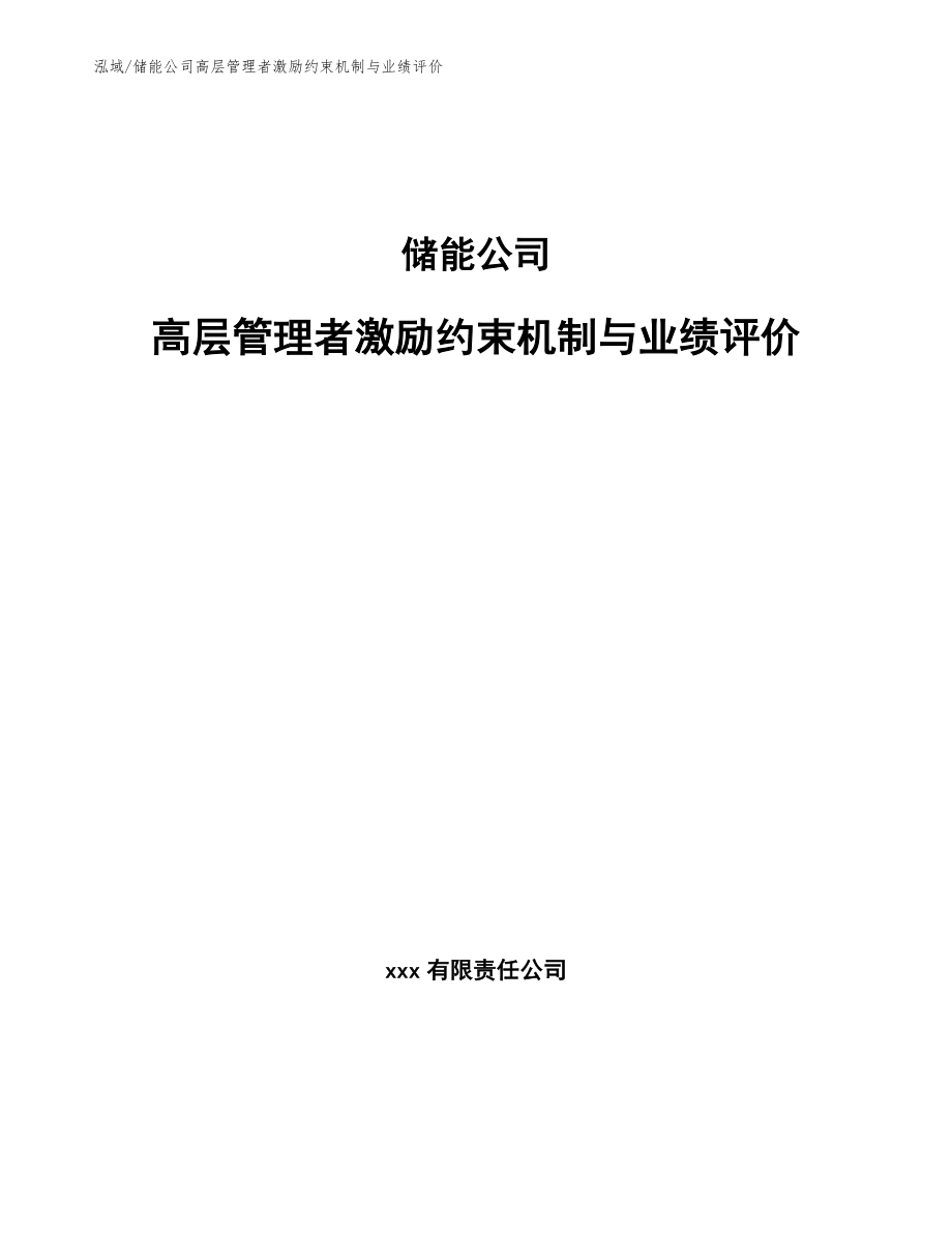 储能公司高层管理者激励约束机制与业绩评价（参考）_第1页