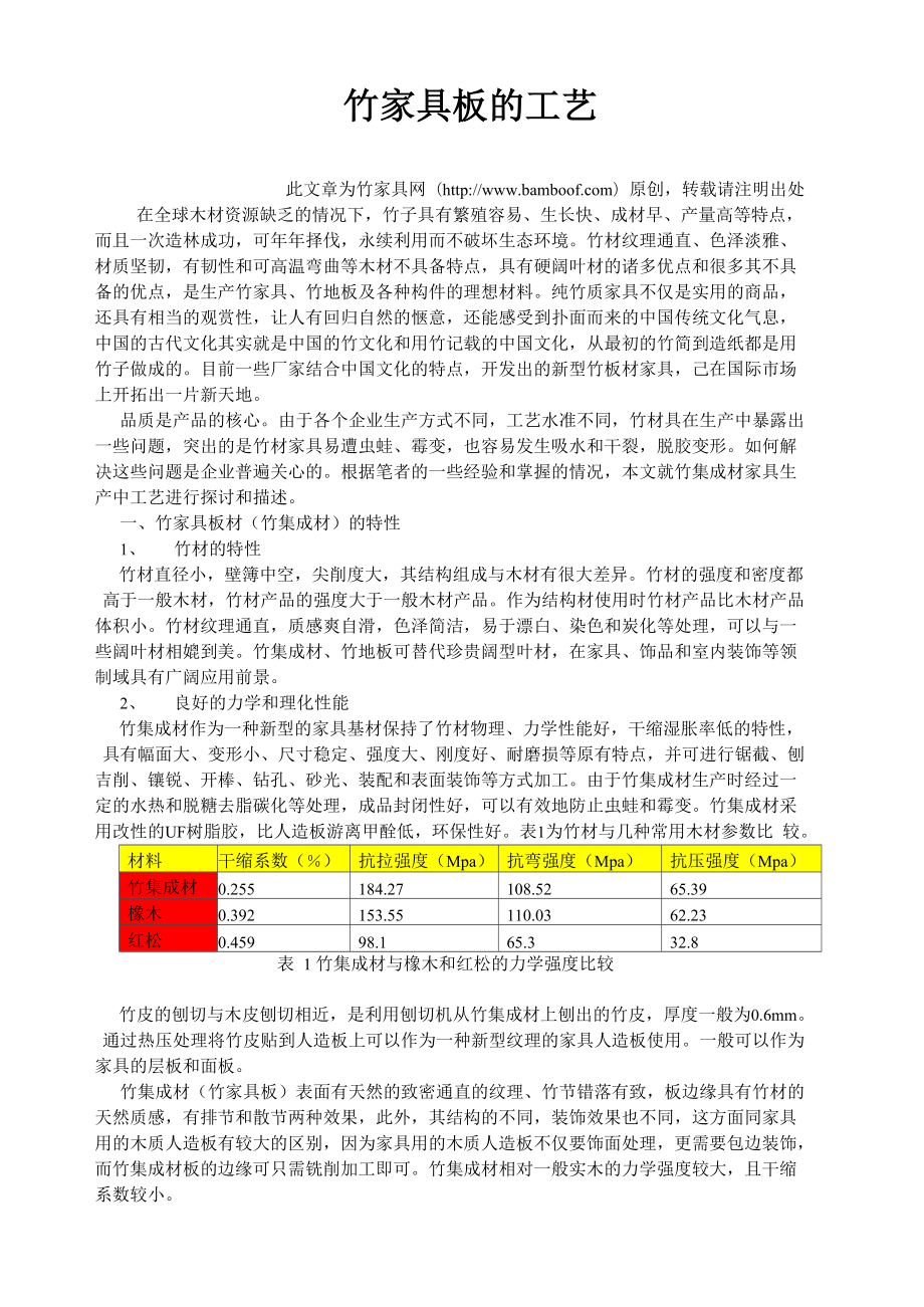 竹家具板的工艺_第1页