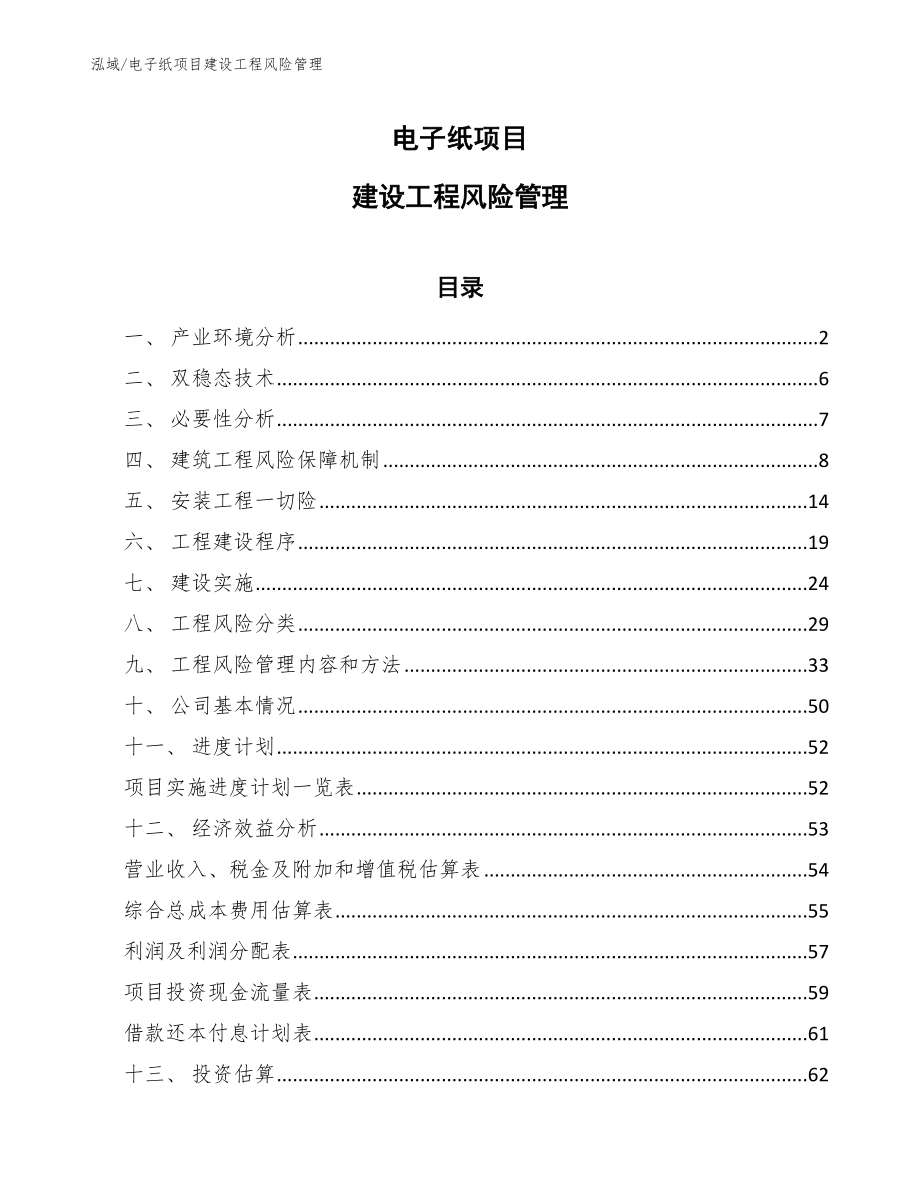 电子纸项目建设工程风险管理_第1页