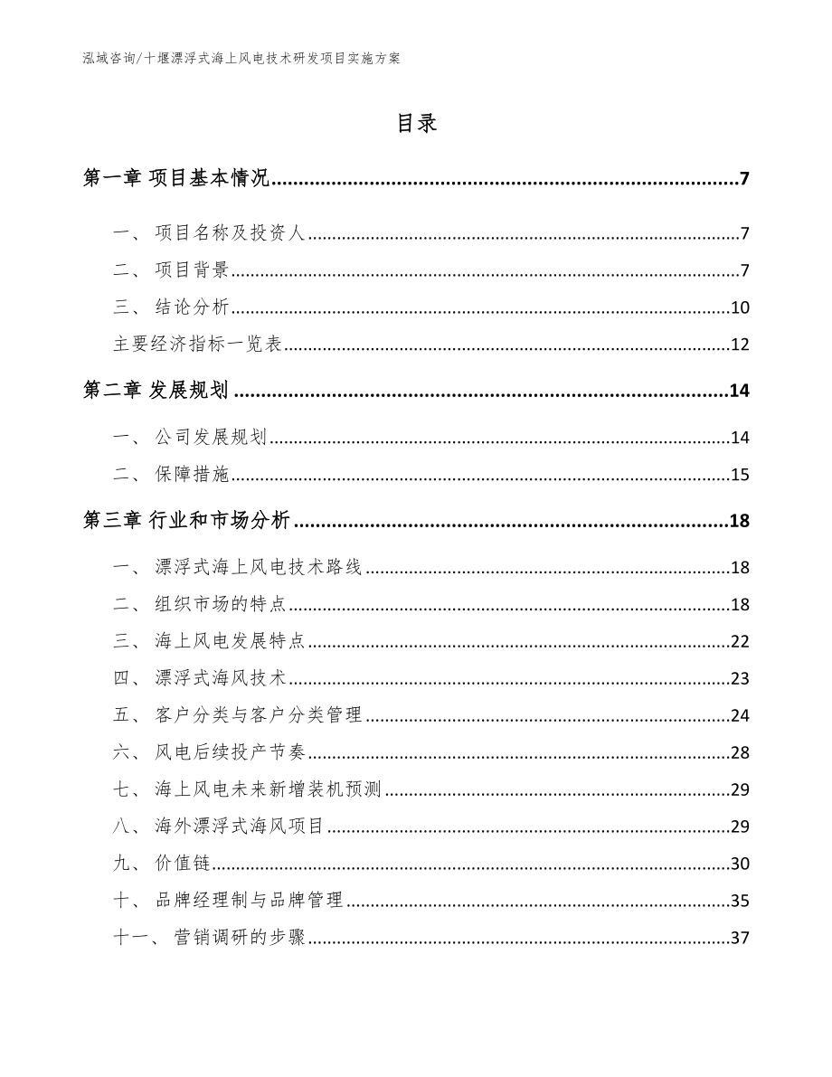 十堰漂浮式海上风电技术研发项目实施方案（模板）_第1页