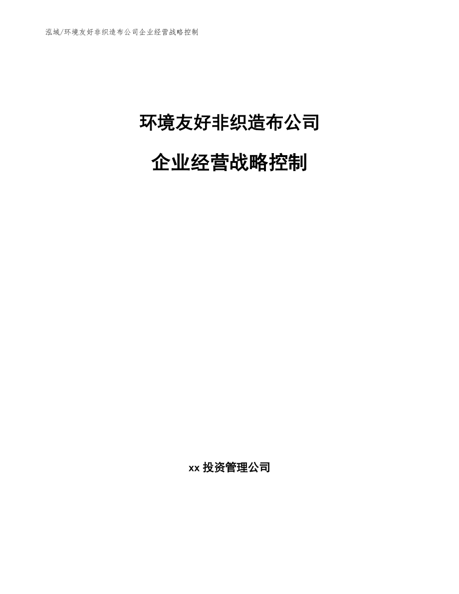 环境友好非织造布公司企业经营战略控制（参考）_第1页
