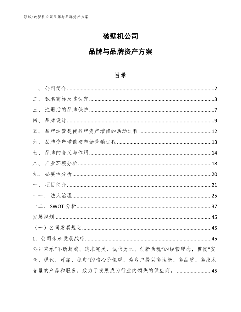 破壁机公司品牌与品牌资产方案_范文_第1页