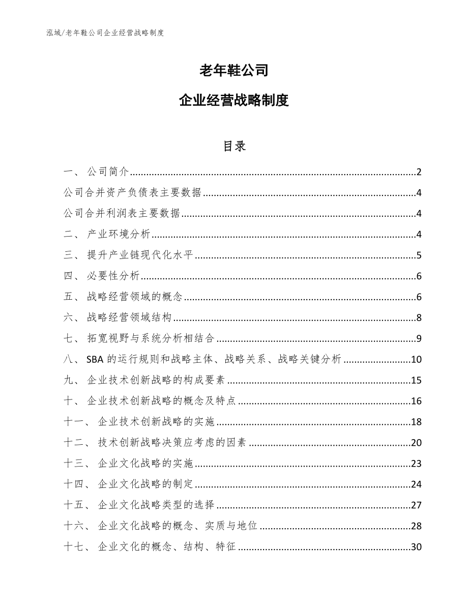 老年鞋公司企业经营战略制度_参考_第1页