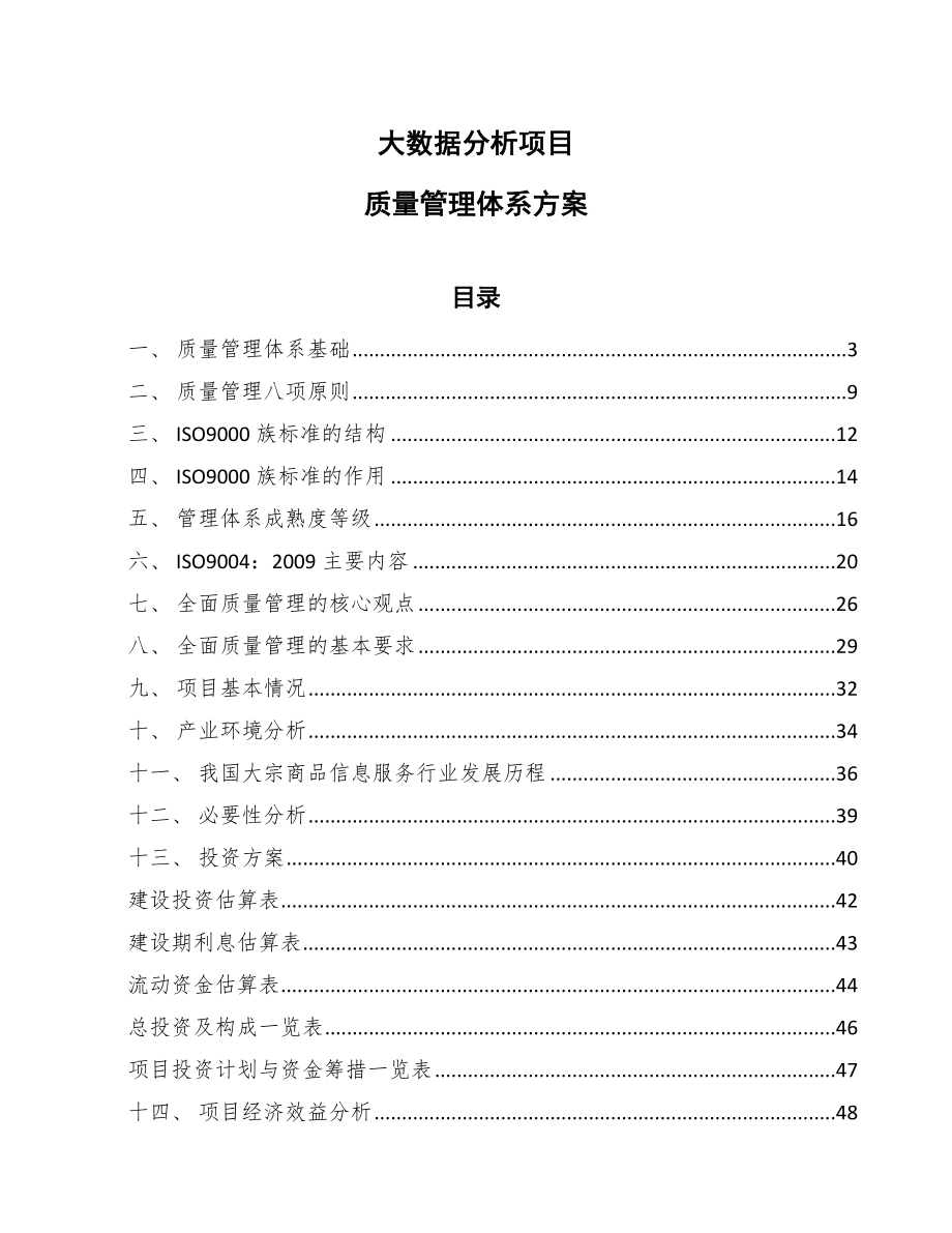 大数据分析项目质量管理体系方案【范文】_第1页