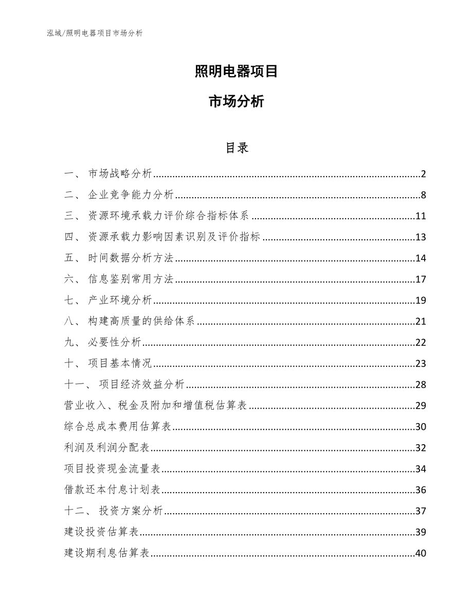 照明电器项目市场分析_第1页
