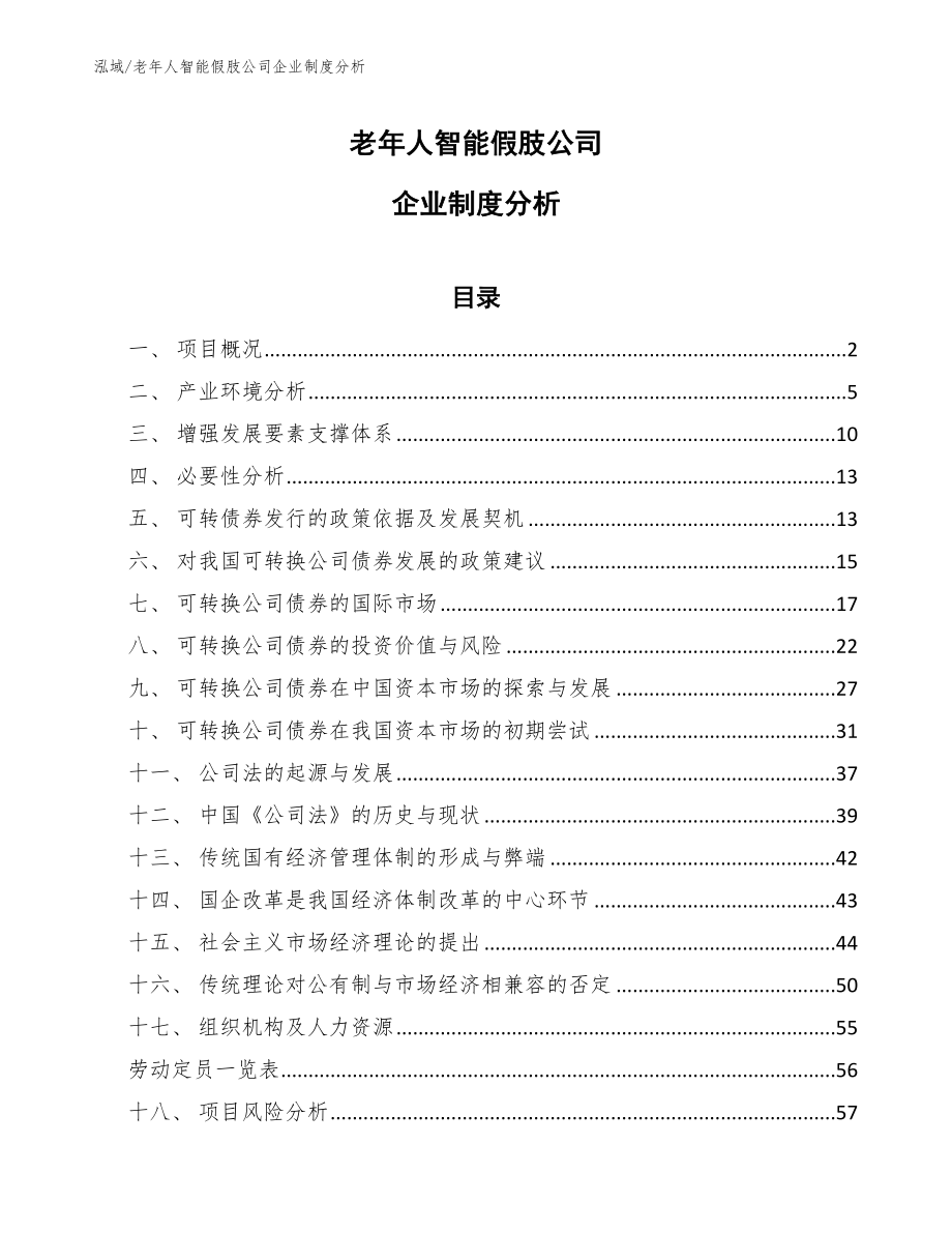 老年人智能假肢公司企业制度分析【范文】_第1页