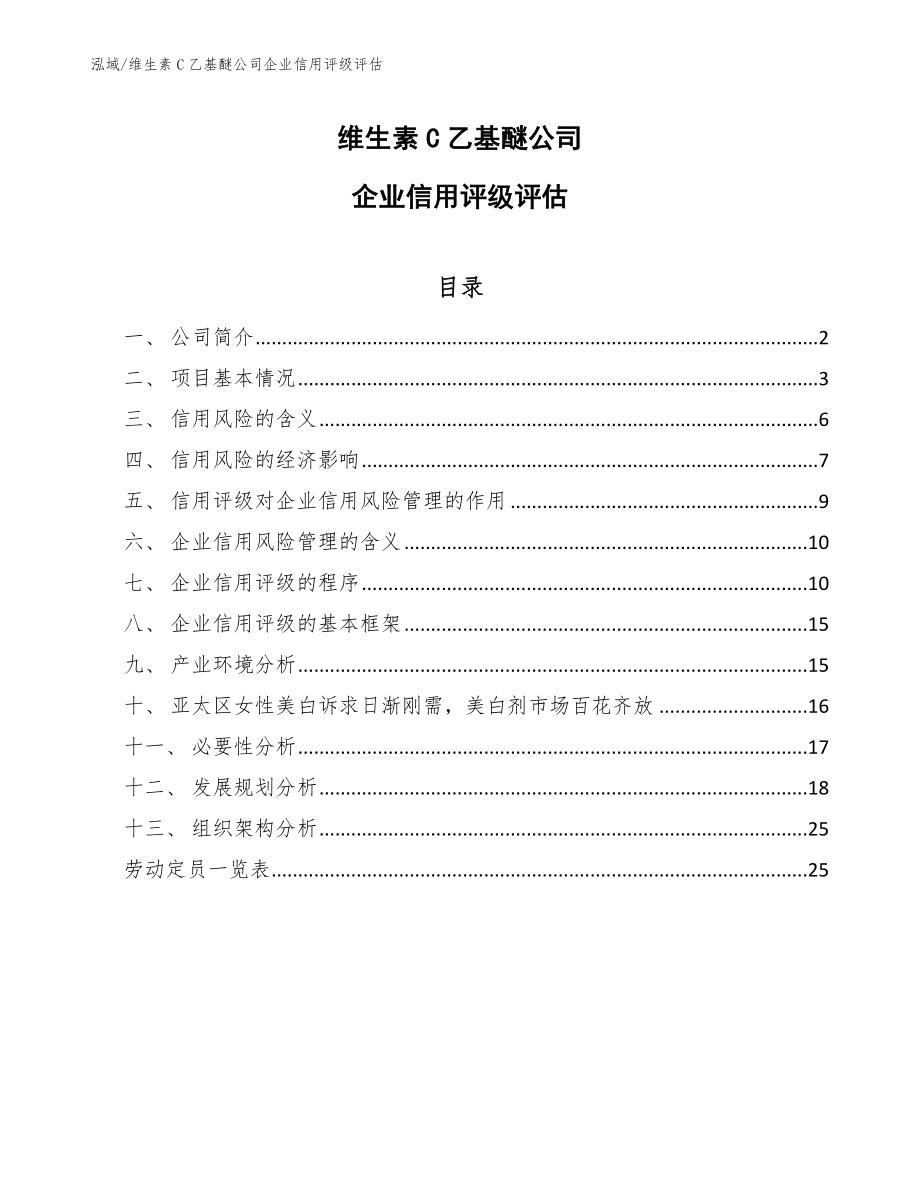 维生素C乙基醚公司企业信用评级评估_第1页
