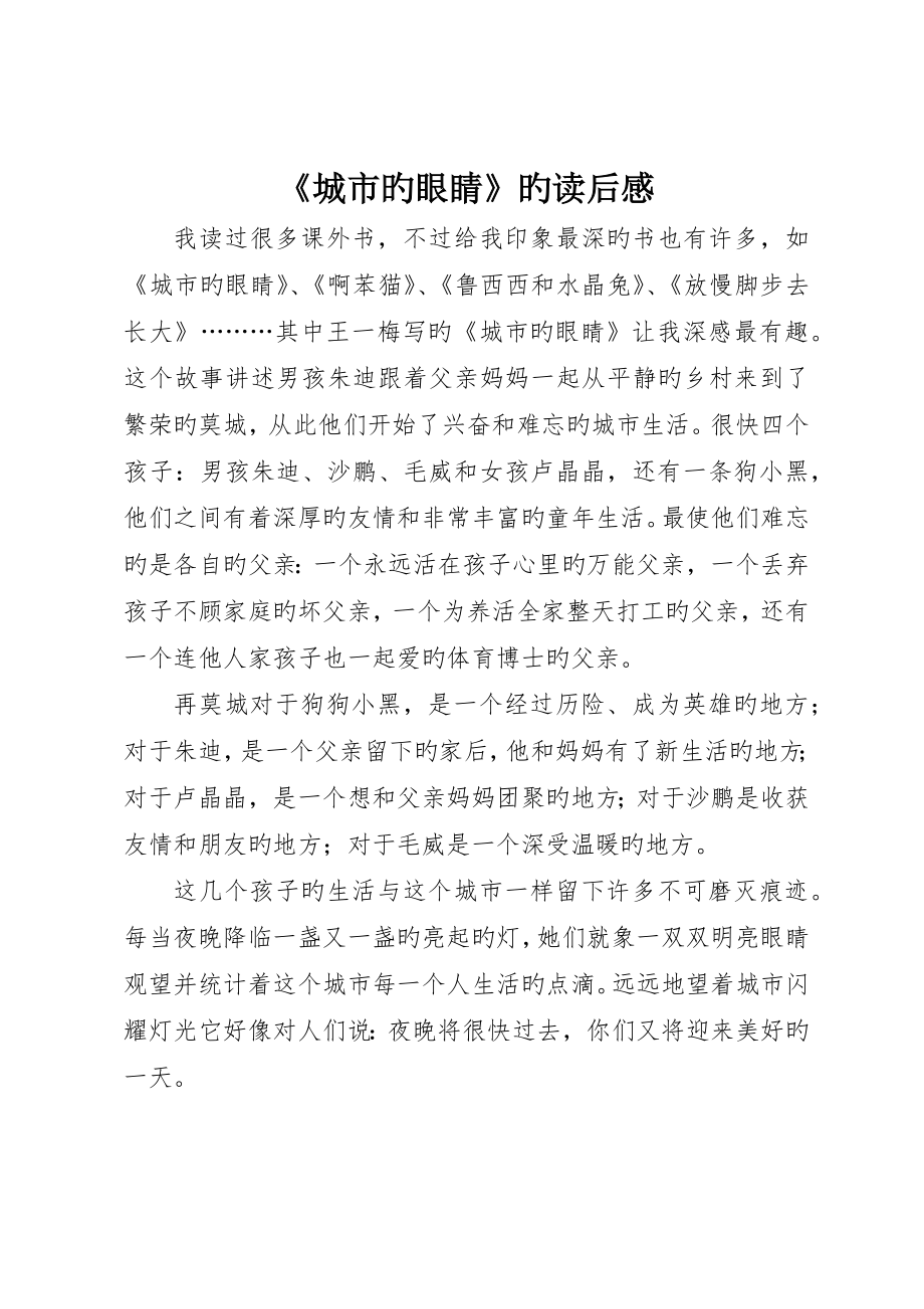 《城市的眼睛》的读后感_第1页