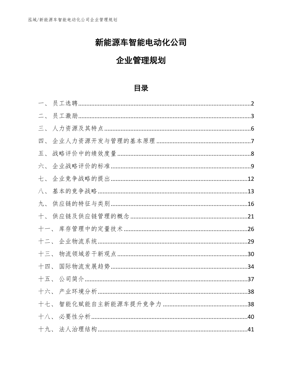 新能源车智能电动化公司企业管理规划_第1页